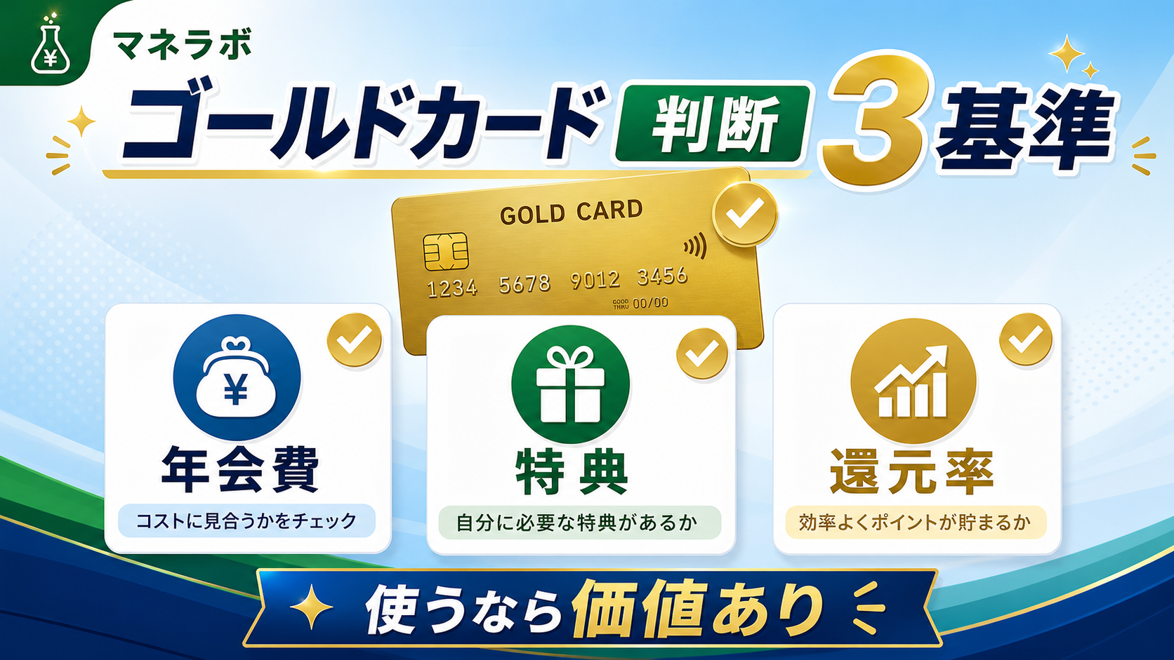 ゴールドカード判断3基準：年会費・特典・還元率