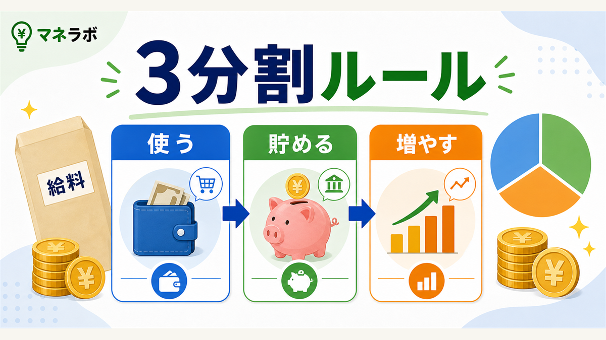 初任給の3分割ルール（貯蓄20%・生活費70%・自己投資10%）のフローチャート