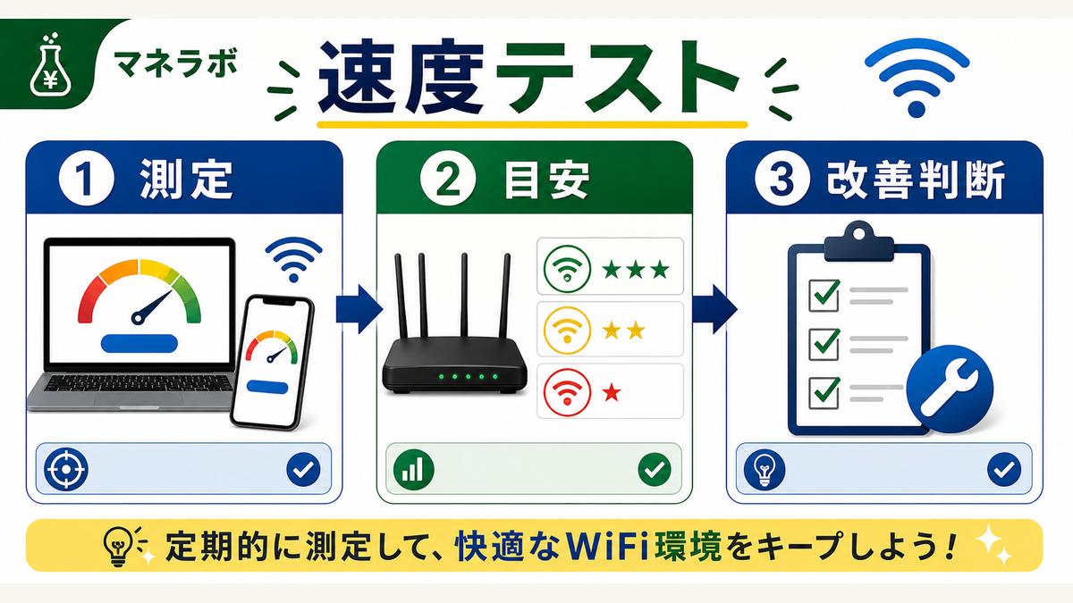 速度テストの測定方法と目安（Fast.comで測定し10Mbps以下なら要改善）